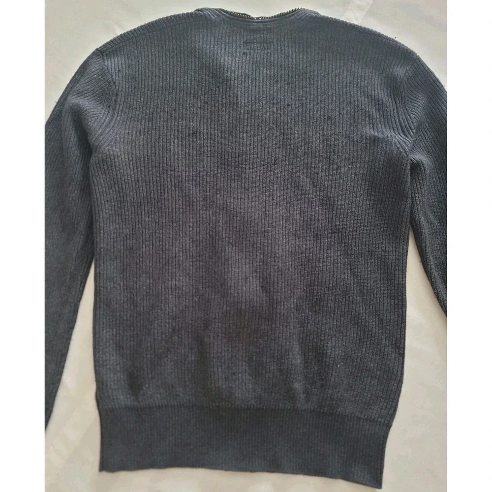 AllSaints Ribbed Zip Cardigan Mens XS Dark Gray Wool Blend Sweater Full Zip